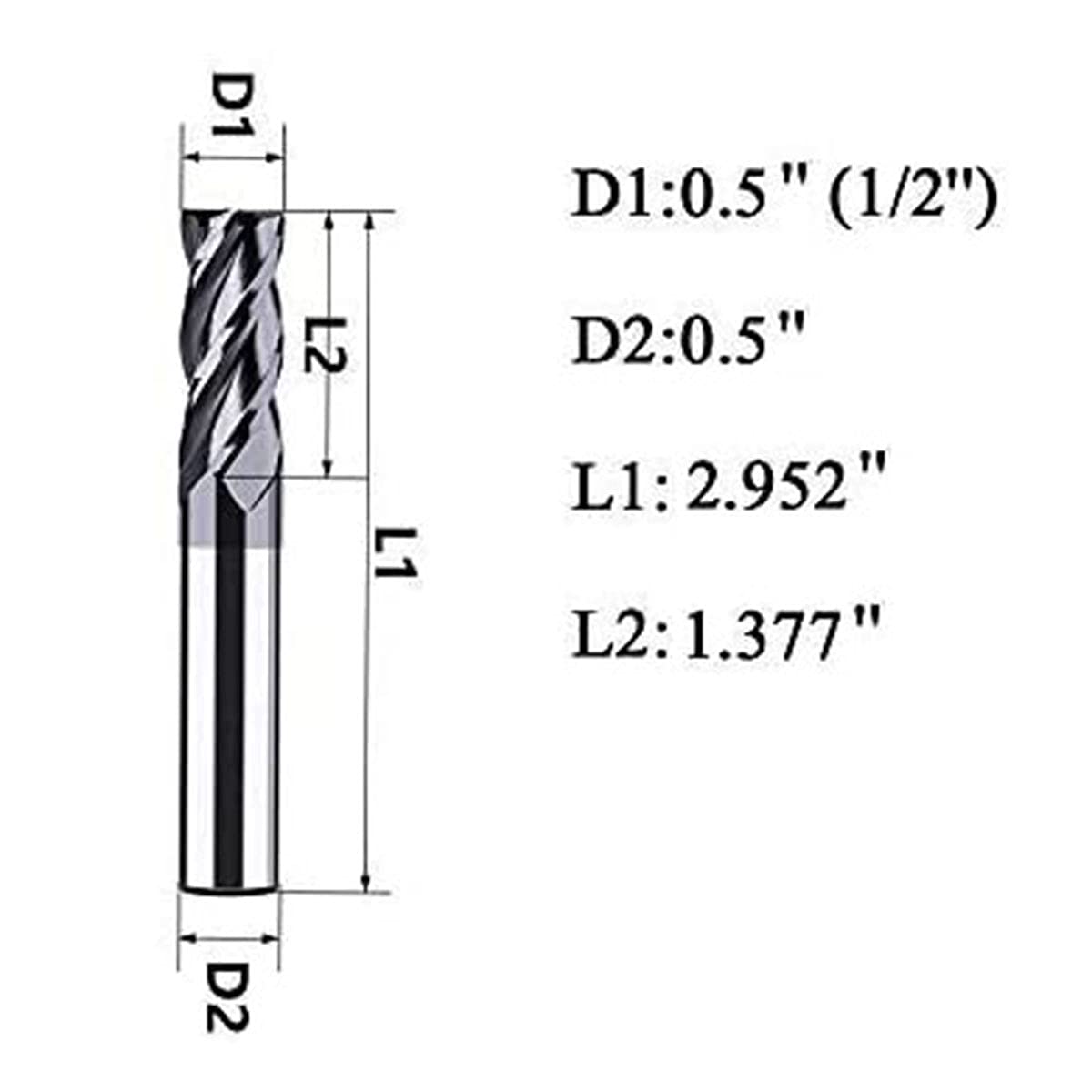 1/2 Carbide Square End Mill Bits Set 4 Flute AlTiN Coating B7459