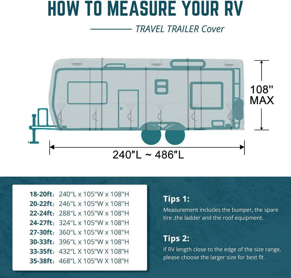 5 Layers Water-Proof RV Cover 24-27ft with Straps & Tire Covers S69928