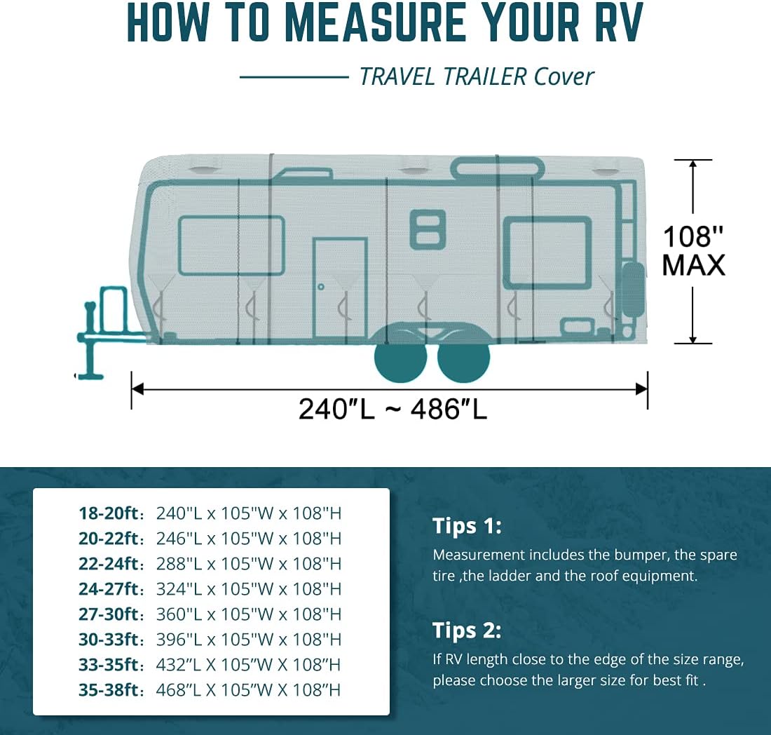 5 Layers Water-Proof RV Cover 24-27ft with Straps & Tire Covers S69928