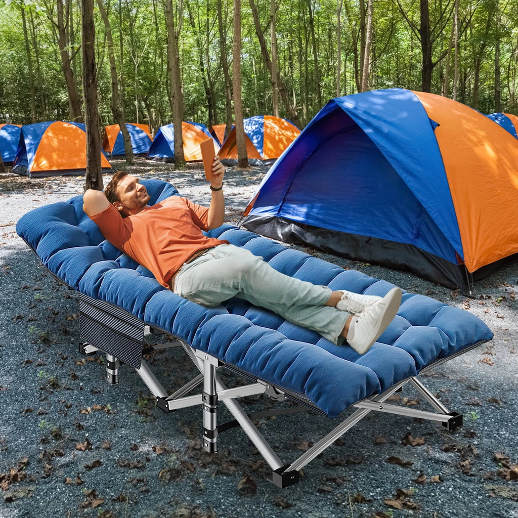 Oversized XXL Folding Camping Cot with 2 Sided Mattress & Carry Bag U1846