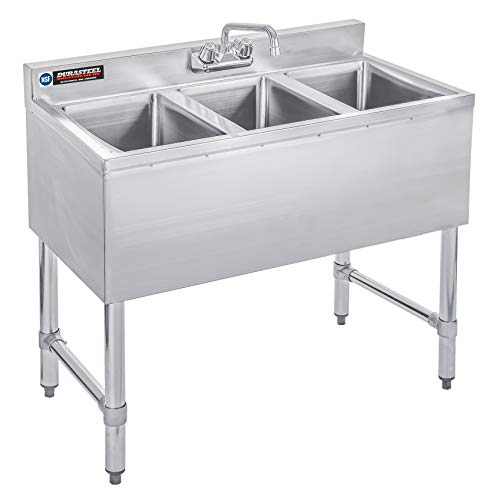 3 Compartment 304 Stainless Steel Under Bar Sink with Faucet O32164