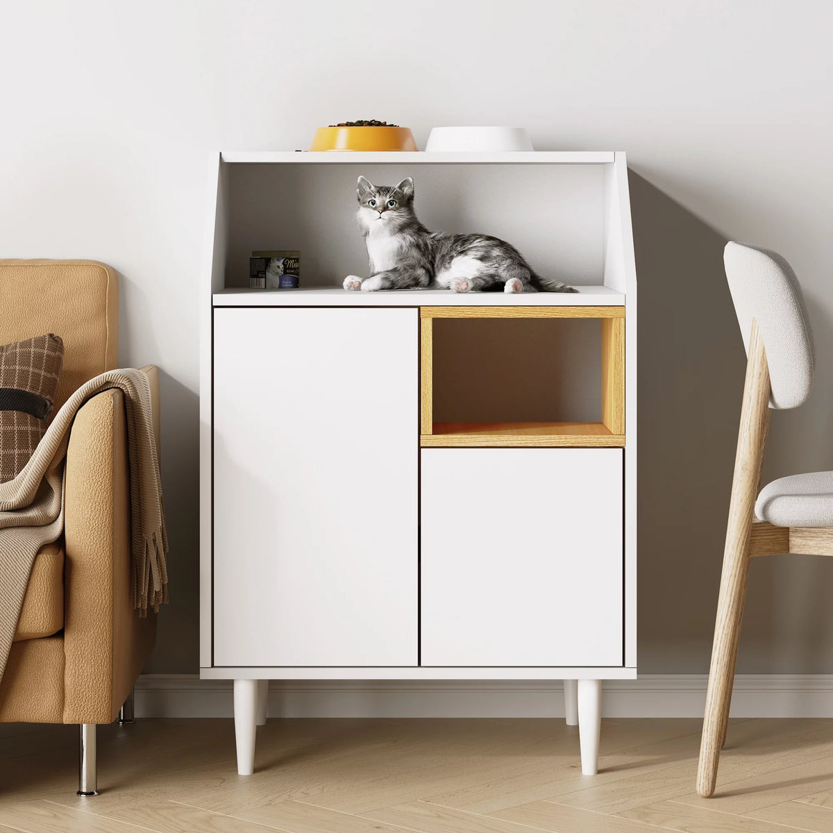 Cat Litter Box Enclosure Wooden Pet Crate Furniture L44543