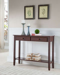 Wood Console Entryway Table with 2 Drawers & Lower Shelf B24807