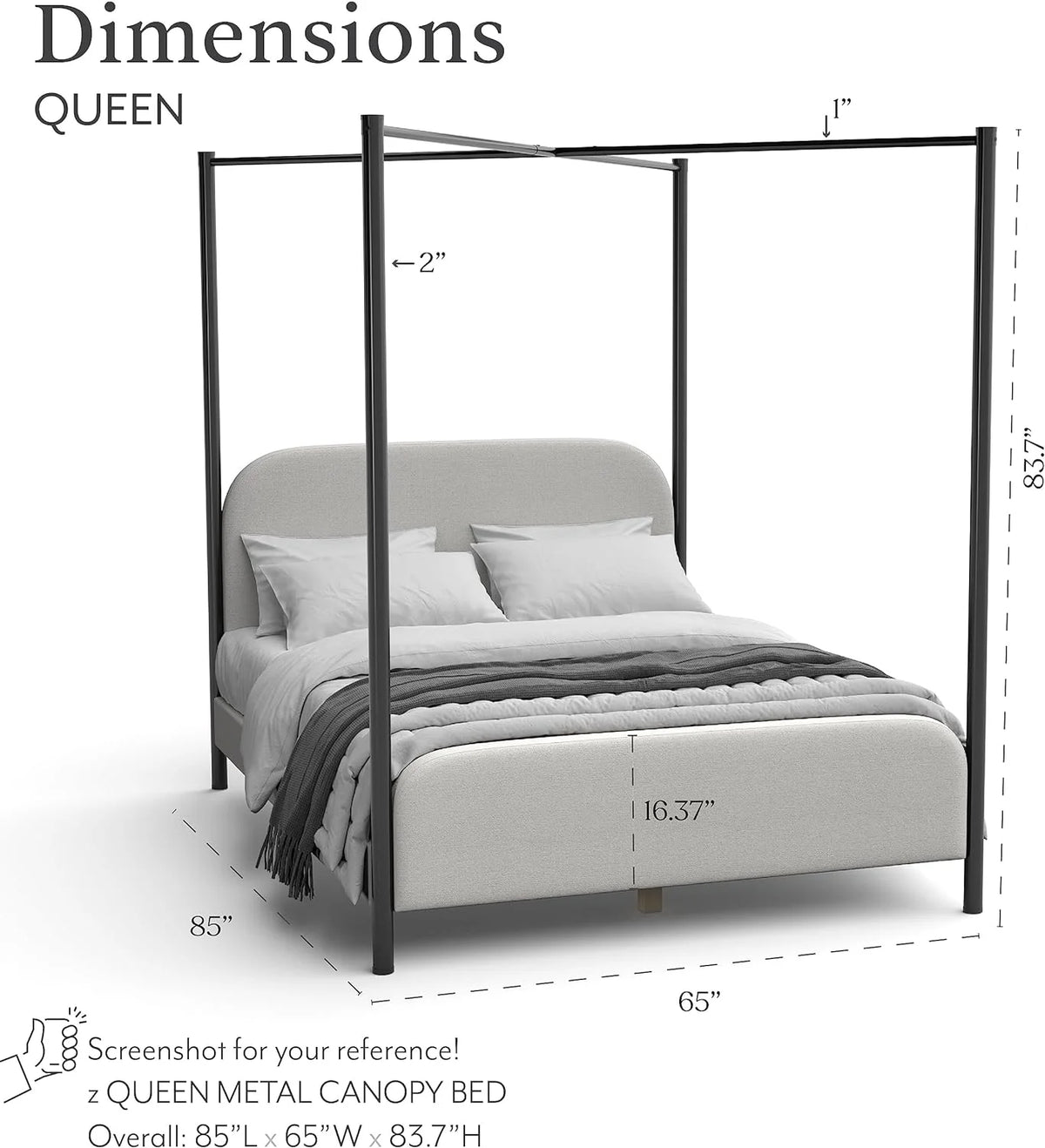 Queen Platform Bed Frame with Upholstered Headboard and Footboard Z17475