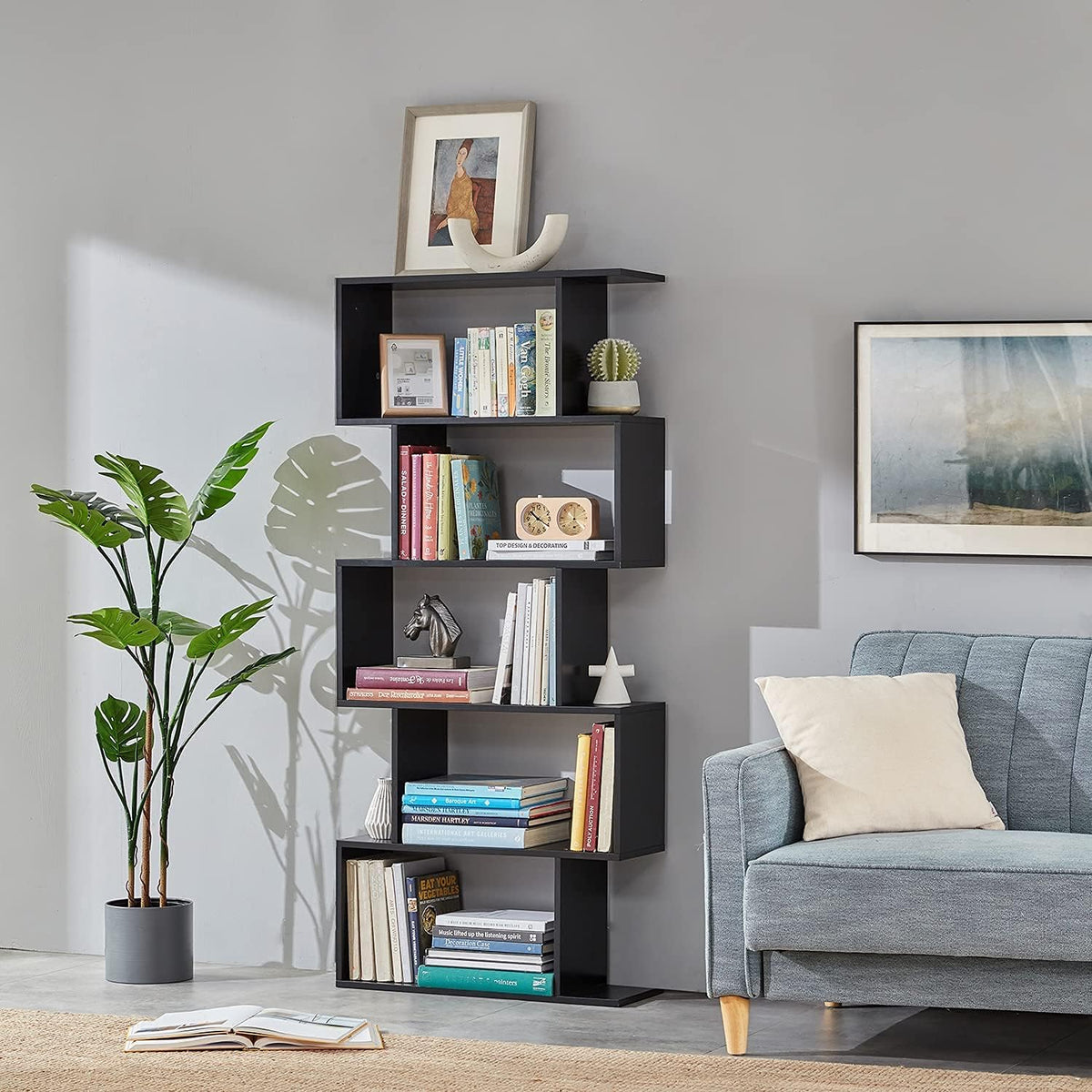 White 5-Tier Wood Bookcase N904353