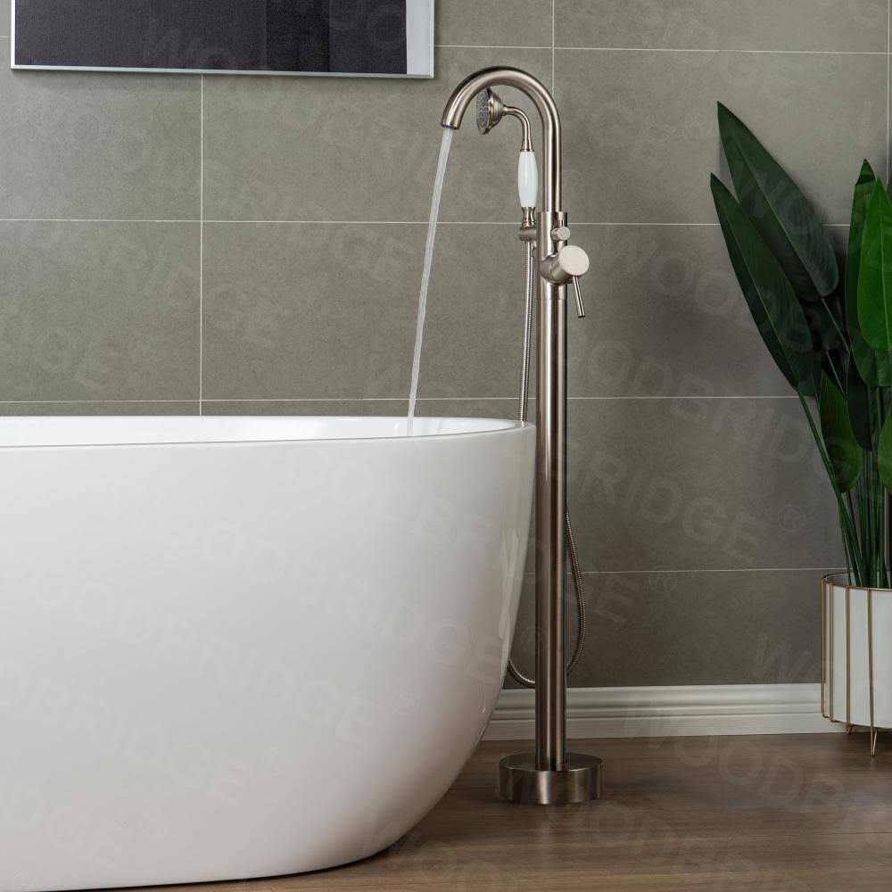 Brushed Nickel Freestanding Bathtub Faucet with Hand Shower X453120