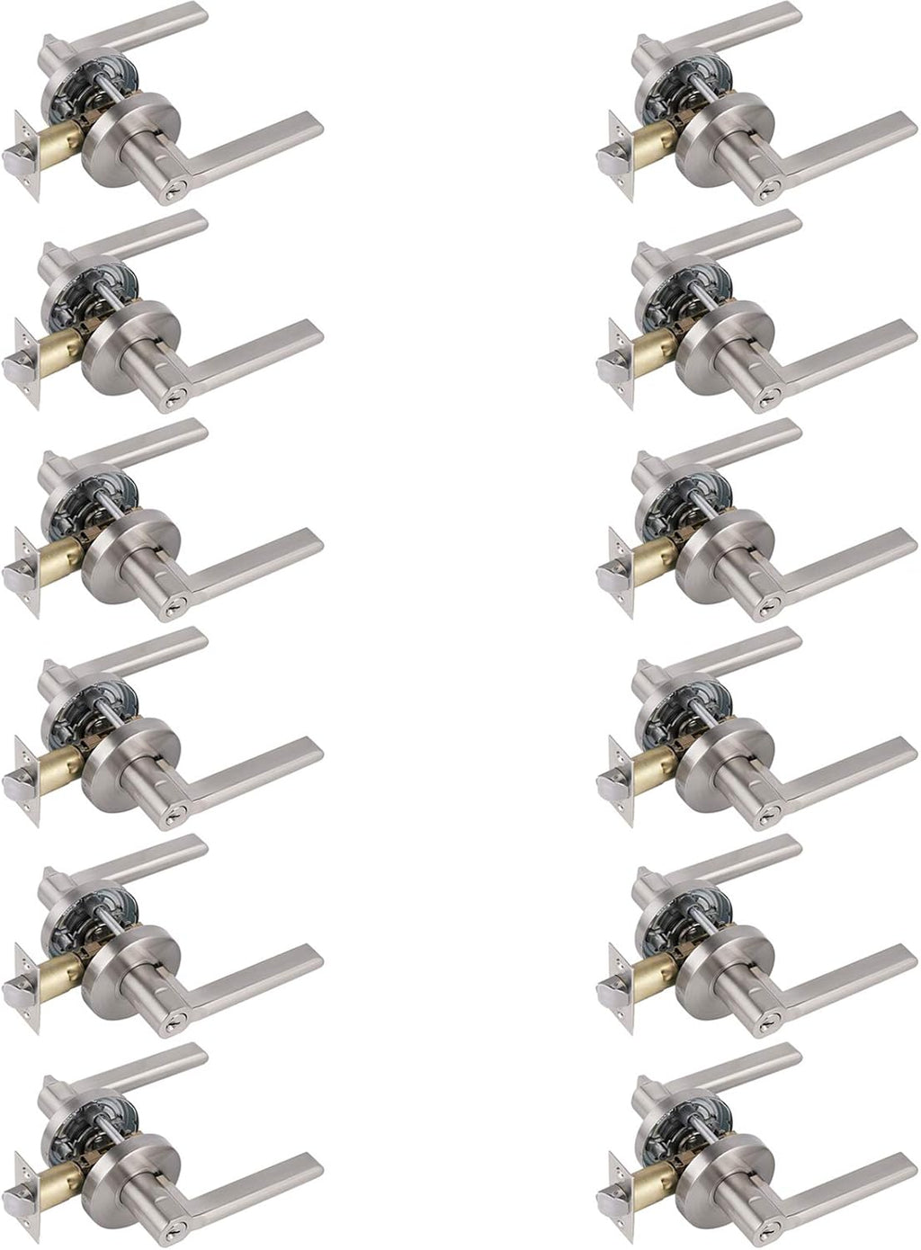 4 Pack Satin Nickel Exterior Door Lockset with Same Keys F729716