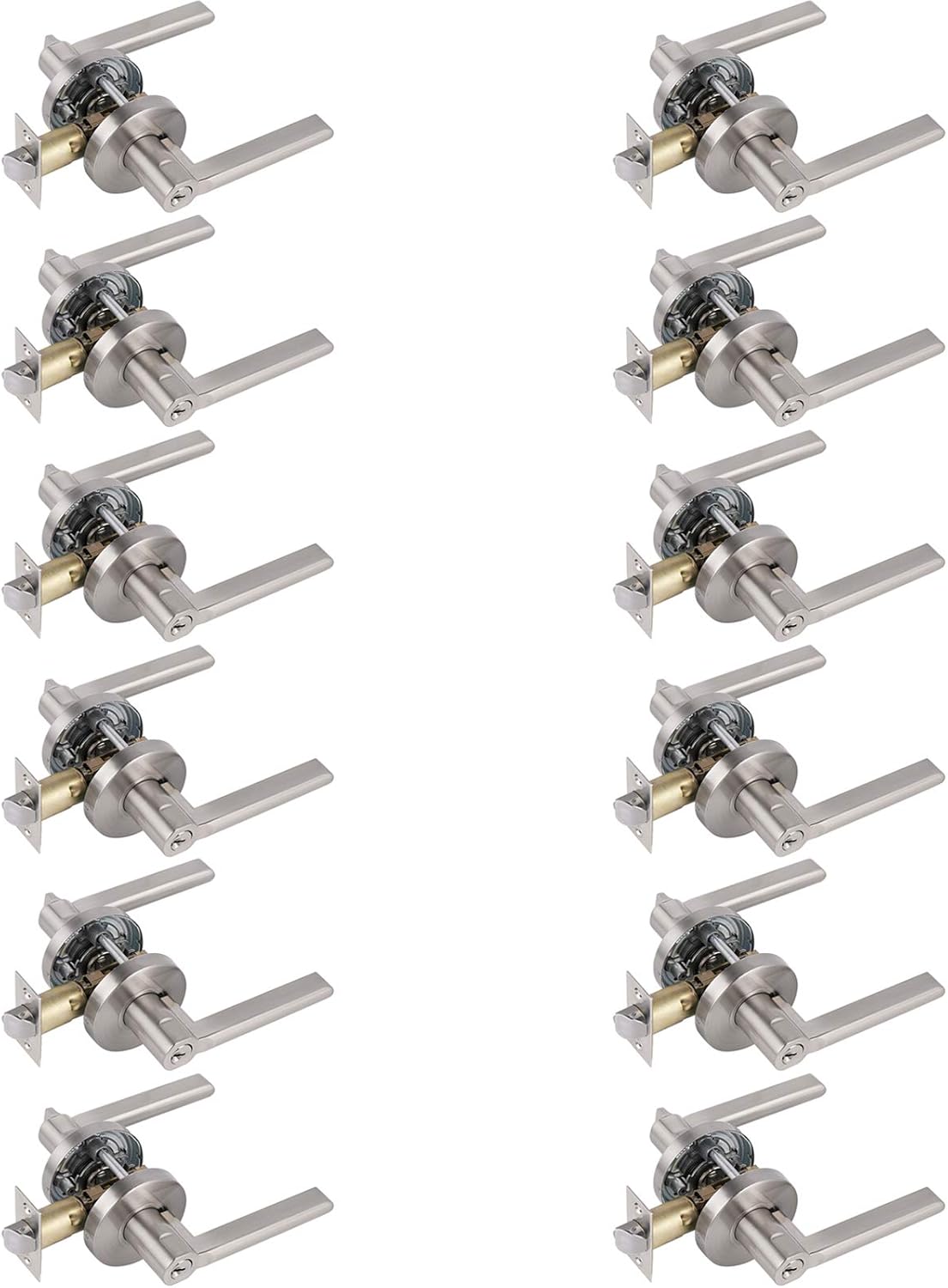 4 Pack Satin Nickel Exterior Door Lockset with Same Keys F729716