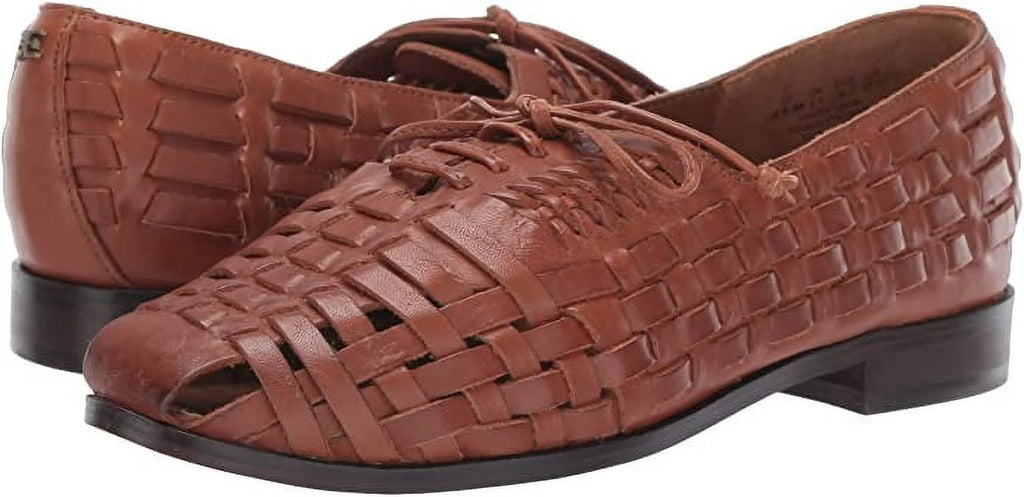 Cognac Tan Leather Lace-up Flat Loafer Oxford T574