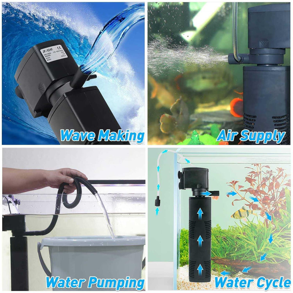 Crystal 300gph Biochemical Filtration Submersible Internal Fish Tank Filter Z189