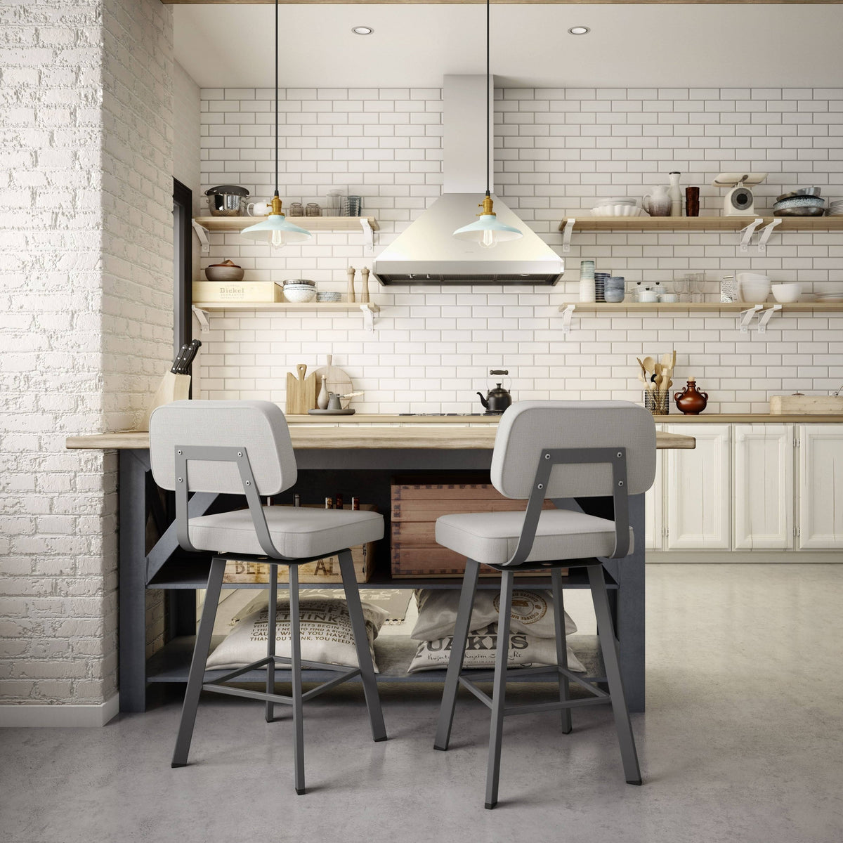 Dark Grey Metal Counter Stool B64825