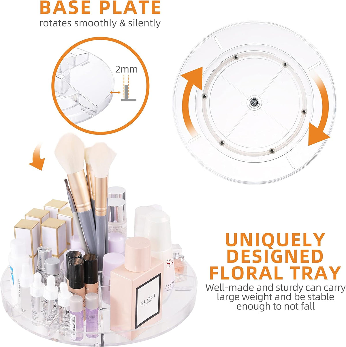 Clear Transparent 8 Layers Spinning Makeup Organizer O817579