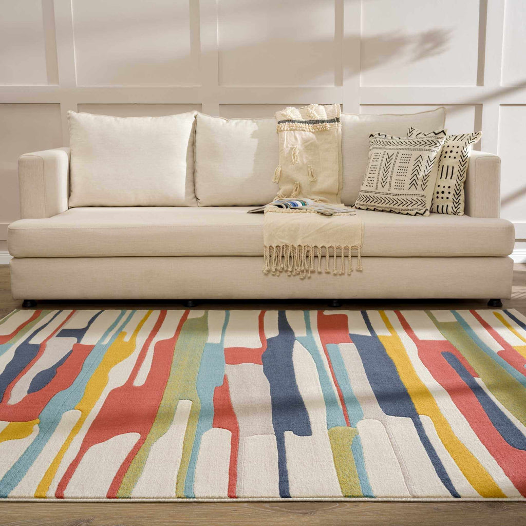 Modern Farmhouse Multicolor Area Rug - 7'10" x 10'3" M998
