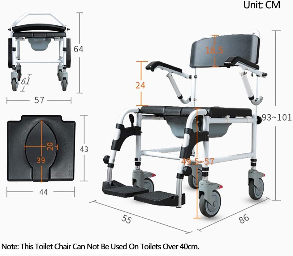 Padded Commode Chair with Wheels L41663