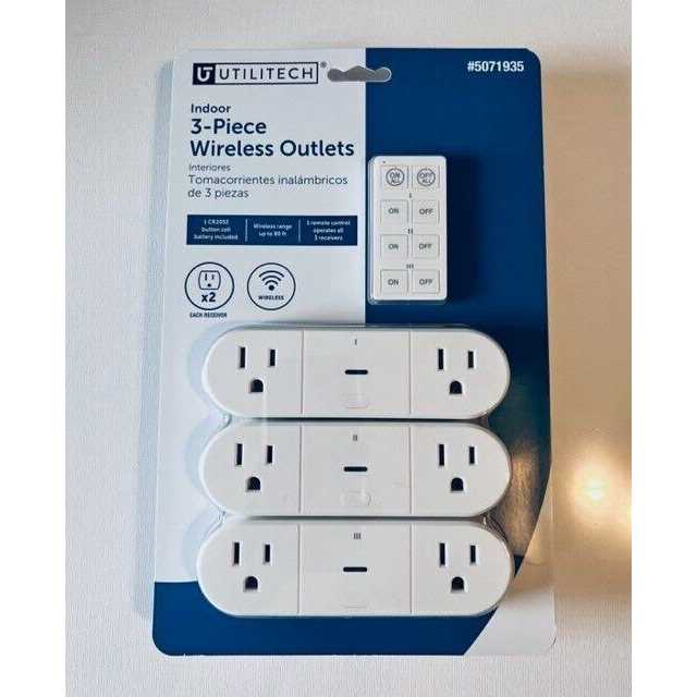 3-Piece Indoor Wireless Outlets with Remote Control F8964
