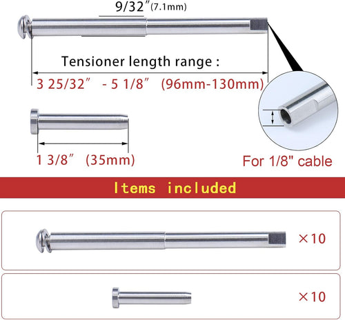 1/8 Cable Railing Kit Tensioner Fitting Swage Threaded Stud and Stemball Swage Combination Pack G3205