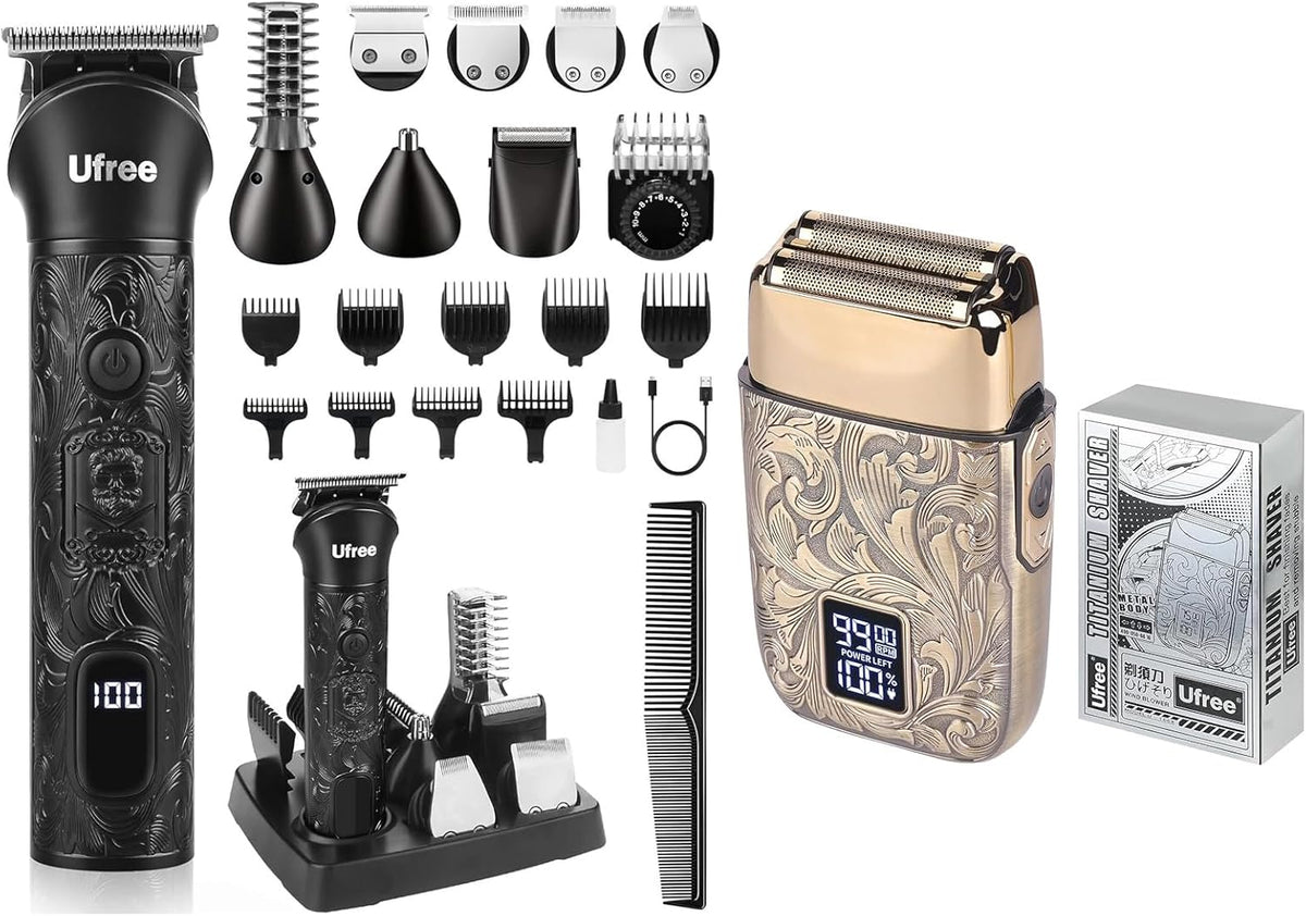 Beard Trimmer Electric Razor Cordless Hair Clippers 7 in 1 Beard Grooming Kit Q83453