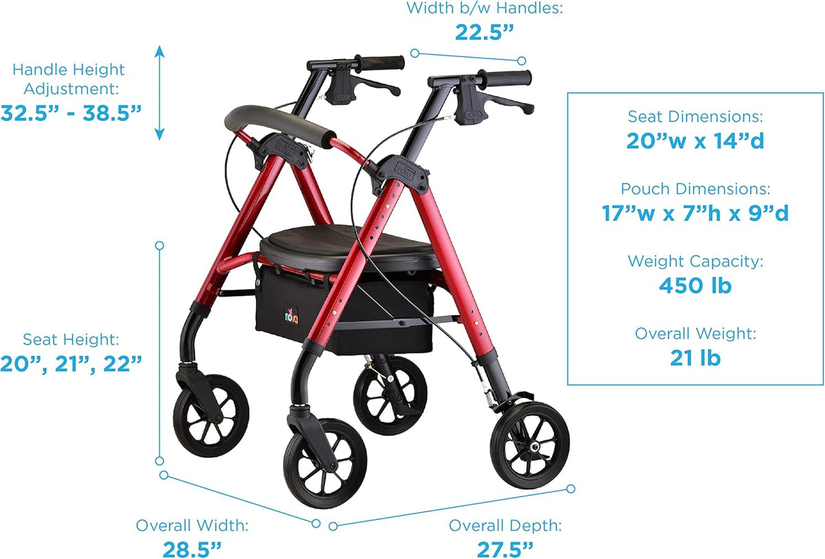 Red Heavy Duty Extra-Wide Rollator F296