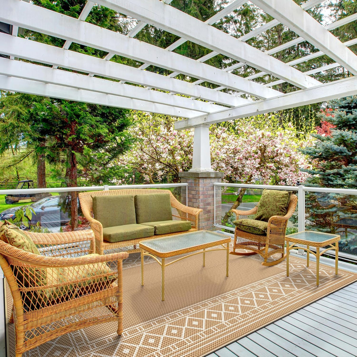 5' x 8' Waterproof Reversible Outdoor Plastic Straw Rug X75411