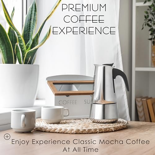 6 Cup Stovetop Espresso Maker 10oz Stainless Steel Black O45802