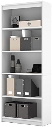 White 5 Shelf Bookcase H450