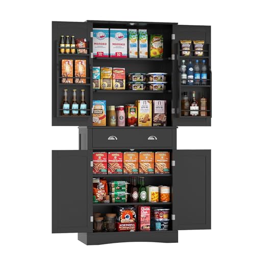 White 4 Door 1 Drawer Tall Storage Cabinet with Adjustable Shelves A6694