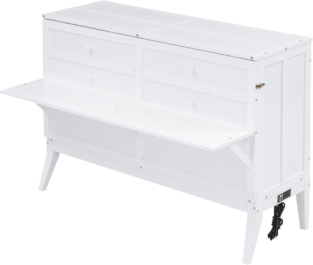 White Wood Queen Murphy Bed J980617