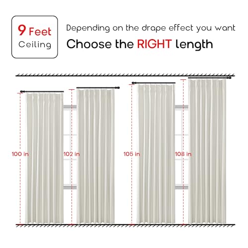 Grey Light Sun Blocking 84 Inches Long Linen Pinch Pleated Blackout Curtains 2 Panels Set P4411