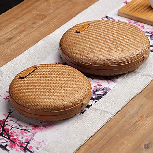 8 Inch Round Rattan Storage Basket with Lid M130