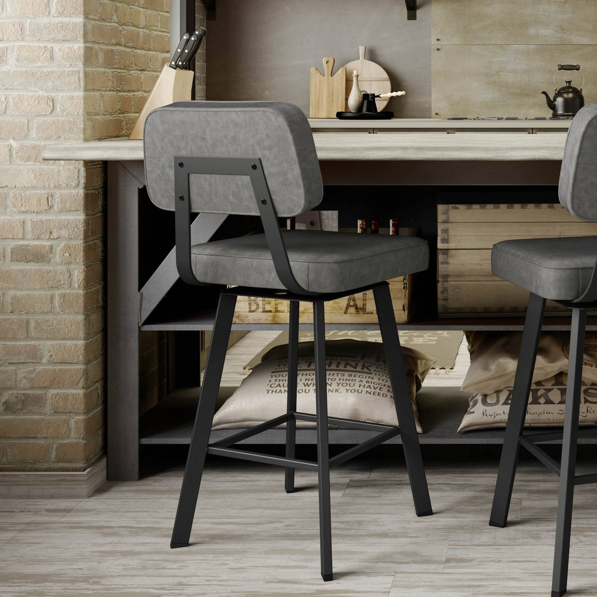 Dark Grey Metal Counter Stool B64825