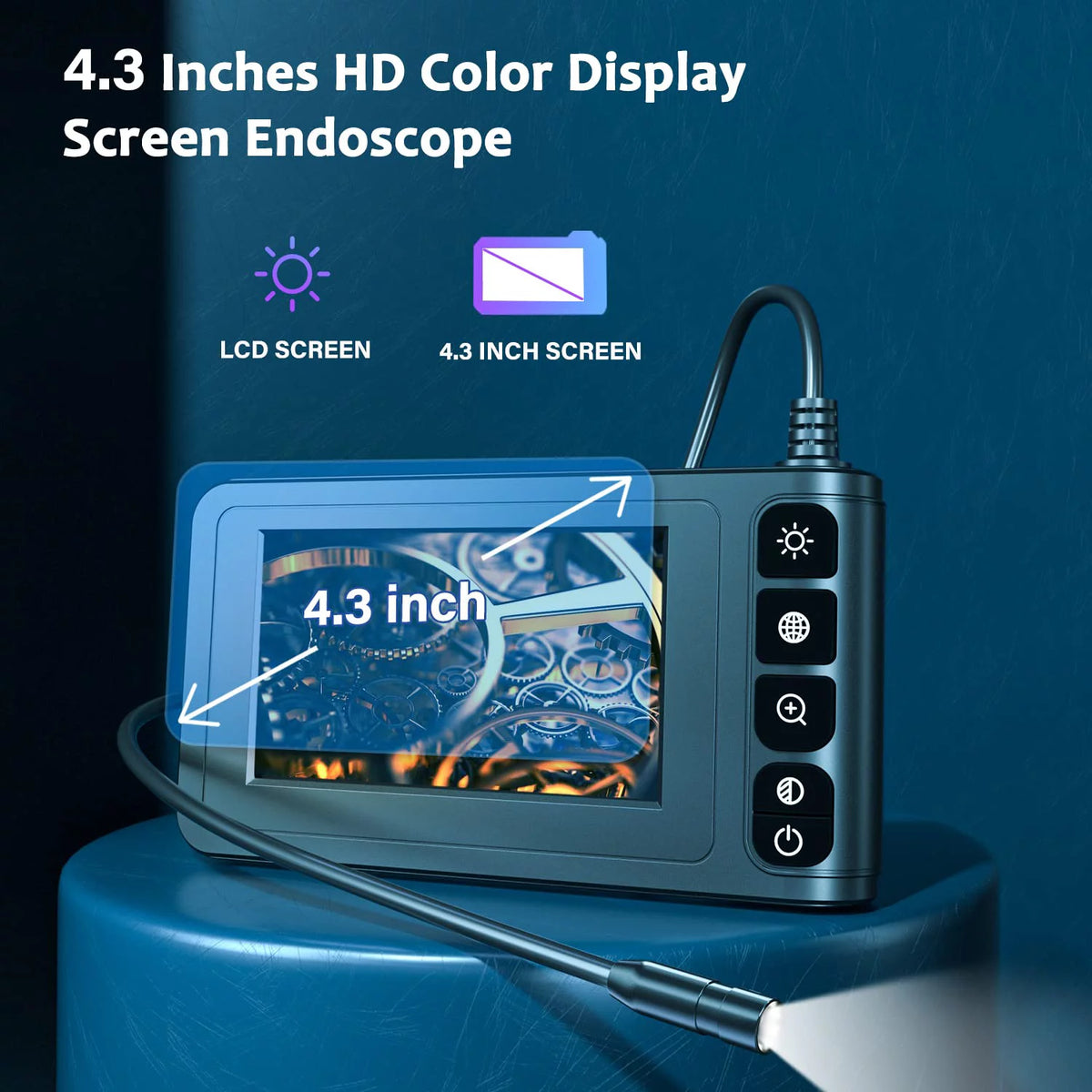 Industrial Endoscope Camera with 4.3'' LCD Screen, 16.5FT Semi-Rigid Cable Z20190