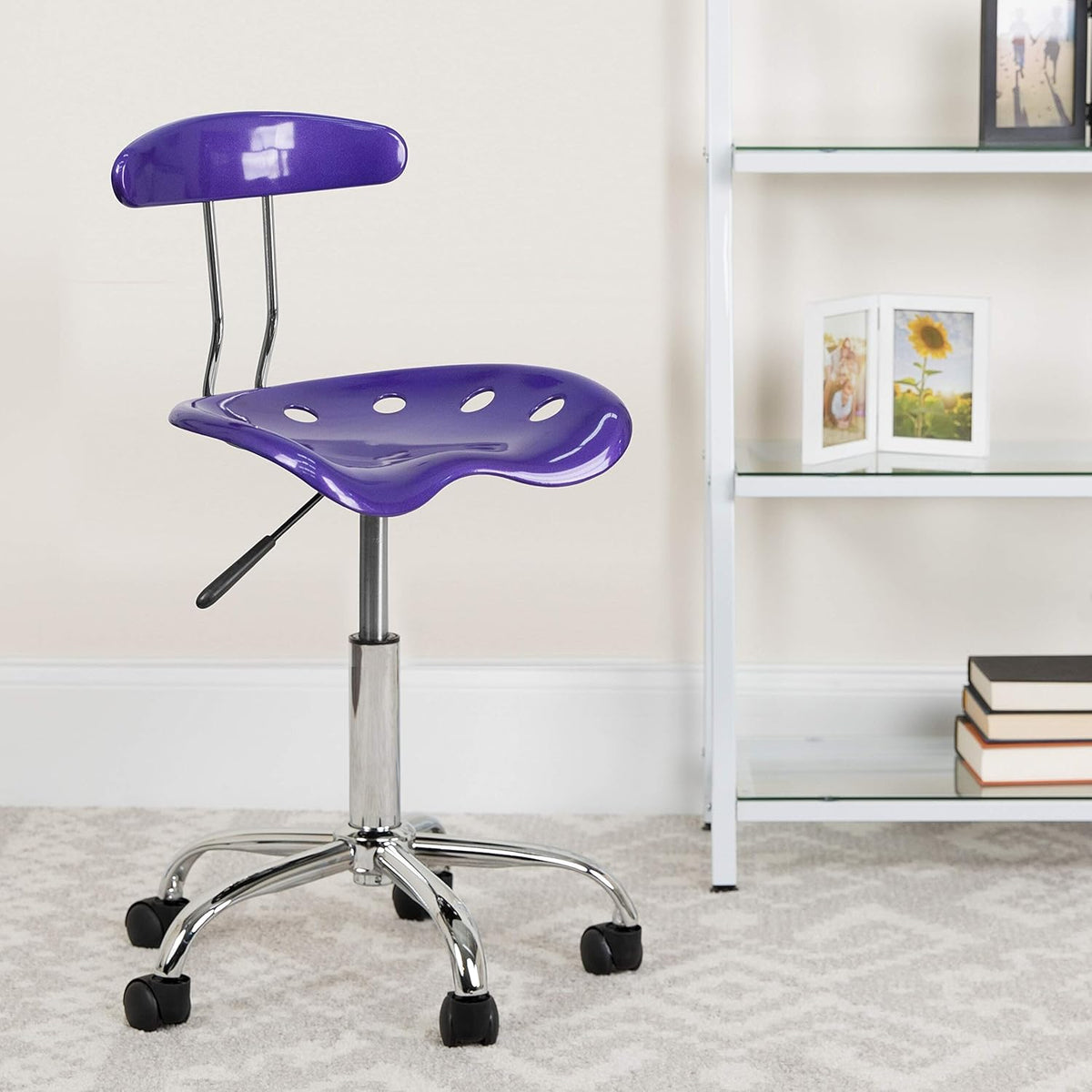 Adjustable Swivel Chair Bright Blue Q432665