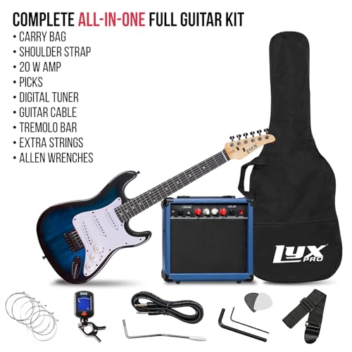 Red 36 Inch Electric Guitar Kit with Amp, Six Strings, Picks, Strap, Tuner, Cable, Gig Bag G2141