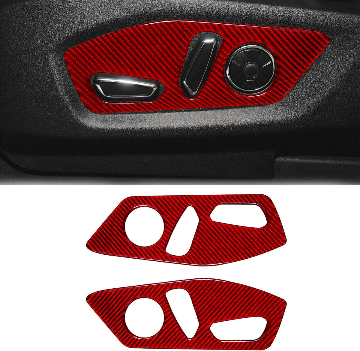 Carbon Fiber Car Seat Adjustment Button Panel Cover Trim Sticker B506