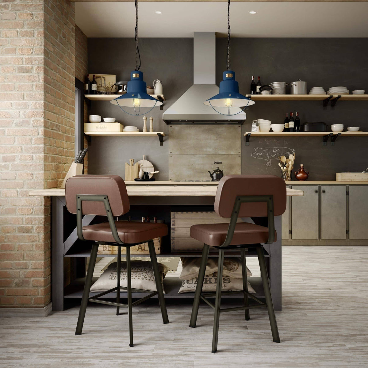 Dark Grey Metal Counter Stool B64825