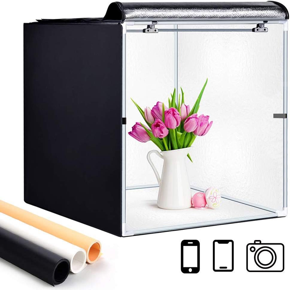 Portable Foldable 32 x 32 Inch Photo Studio Light Box with LED Lights and 3 Color Backdrops G4828