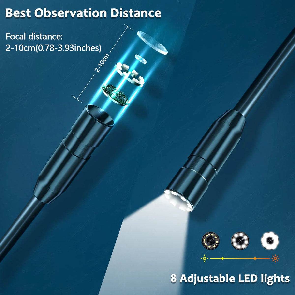 Industrial Endoscope Camera with 4.3'' LCD Screen, 16.5FT Semi-Rigid Cable Z20190
