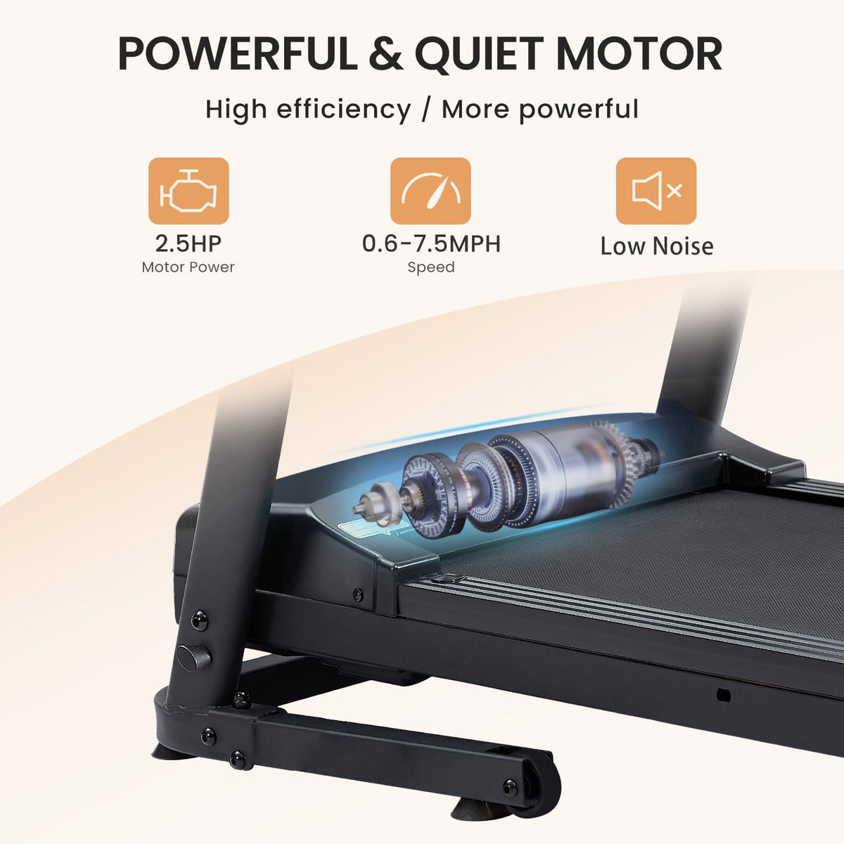 2.5 HP Folding Treadmill with 3-Speed Incline Adjustment S182454