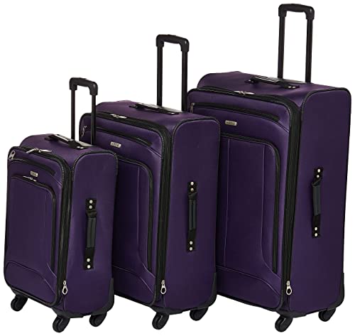 Purple 3-Piece Softside Luggage Set with Spinner Wheels (21/25/29) X541