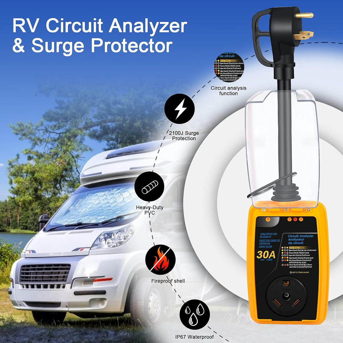 30 amp RV Surge Protector with Waterproof Cover I90014