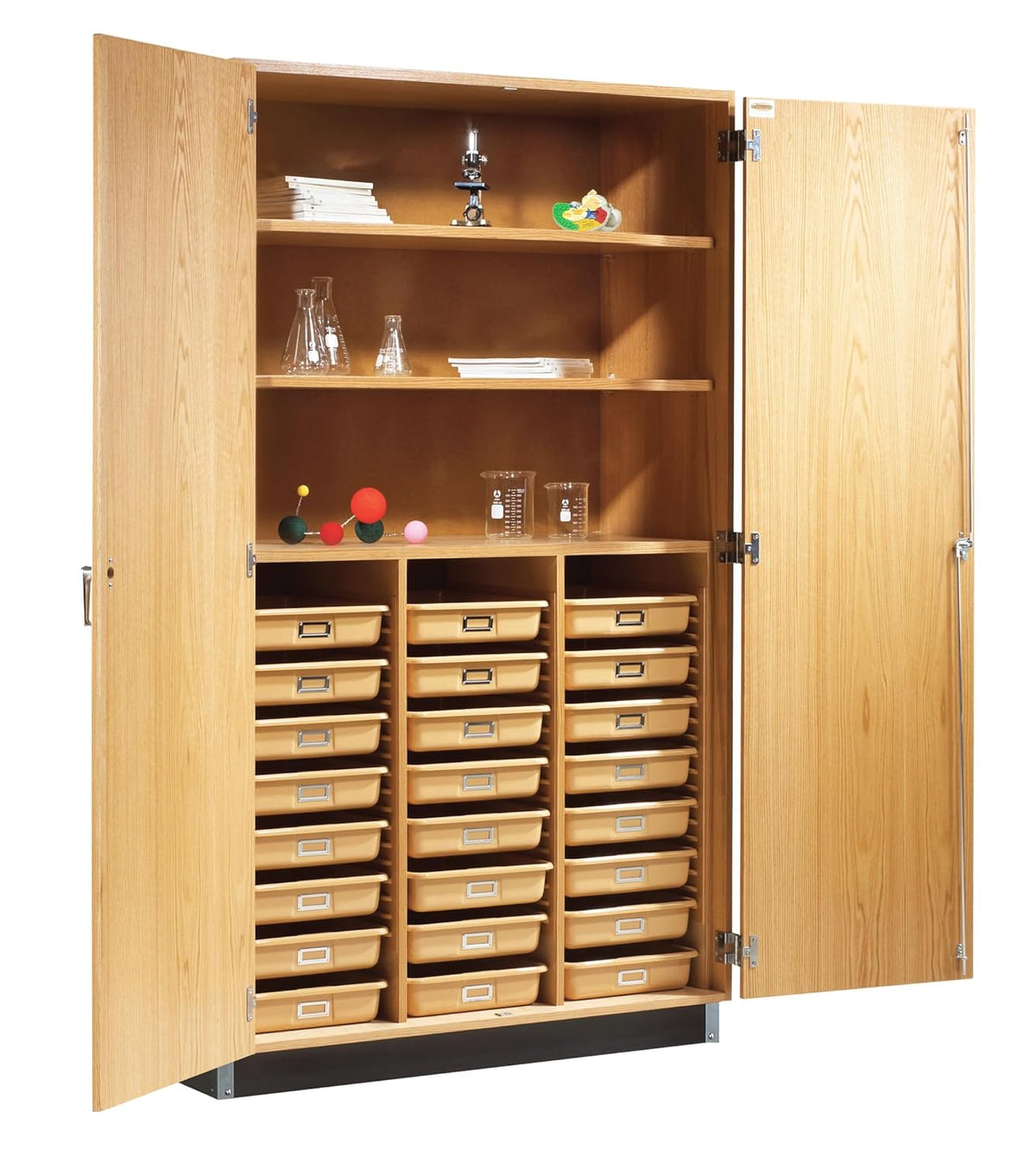 48" W x 22" D x 84" H 24 Trays Oak Storage Cabinet with Locking Double Doors B547202