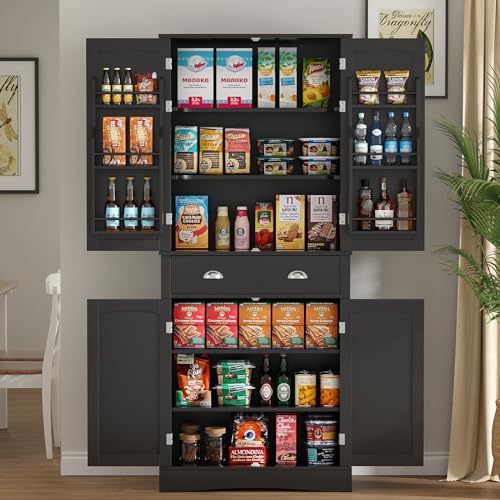 White 4 Door 1 Drawer Tall Storage Cabinet with Adjustable Shelves A6694