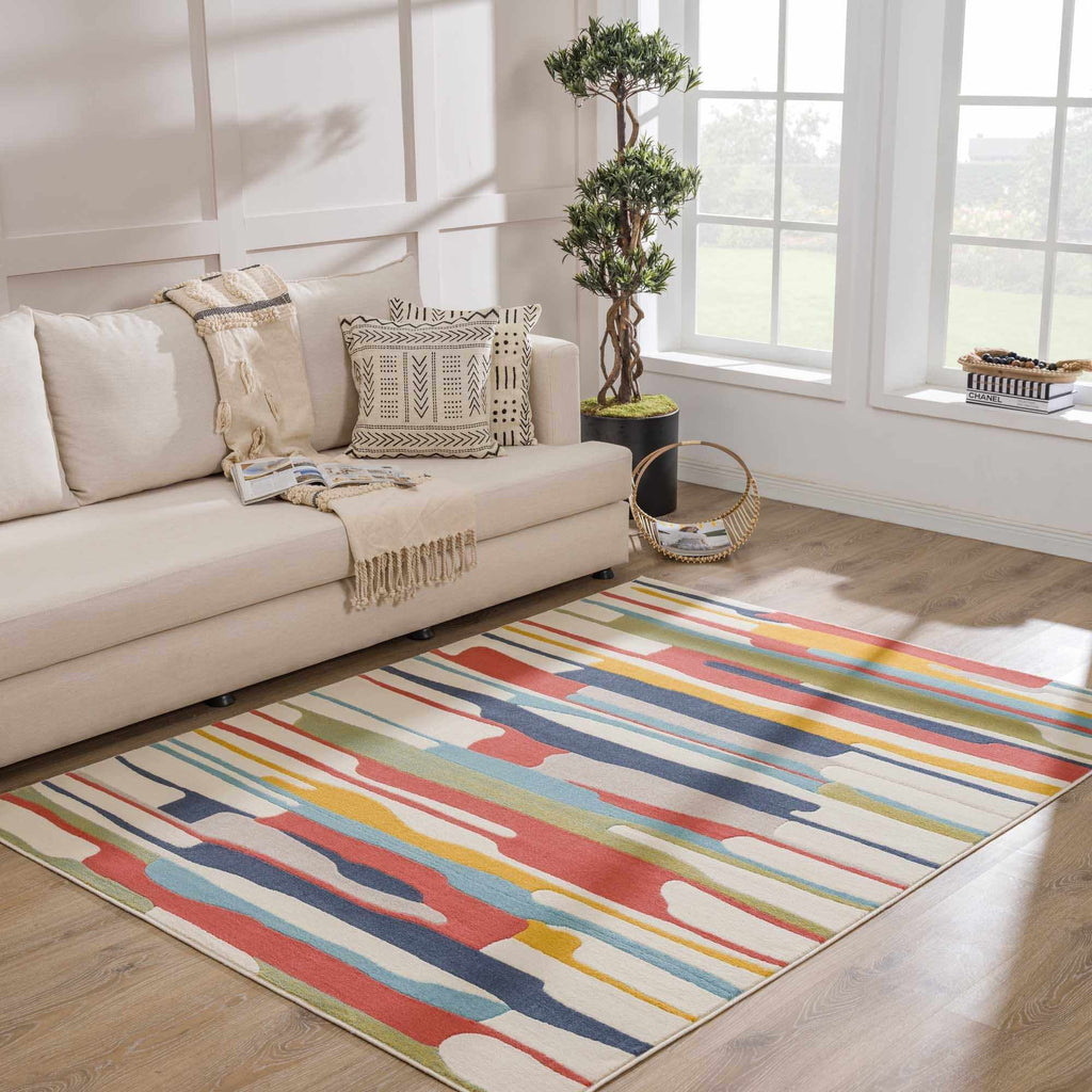Modern Farmhouse Multicolor Area Rug - 7'10" x 10'3" M998