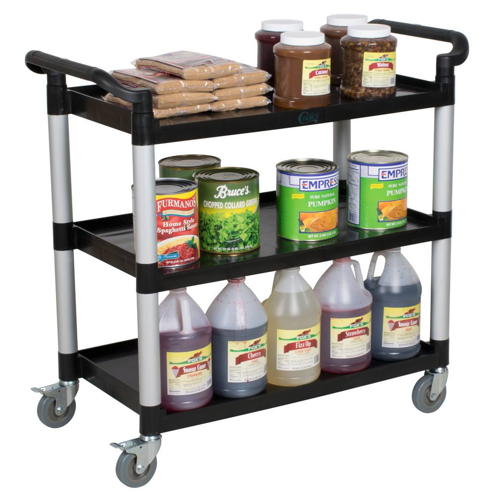 Black Utility Cart with Three Shelves P55090