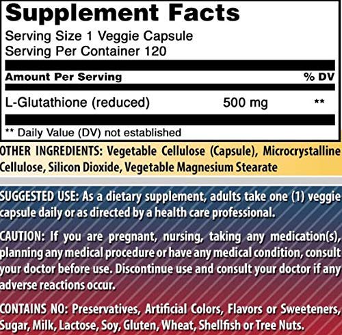 L-Glutathione 500 Mg 120 Veggie Capsules S4071