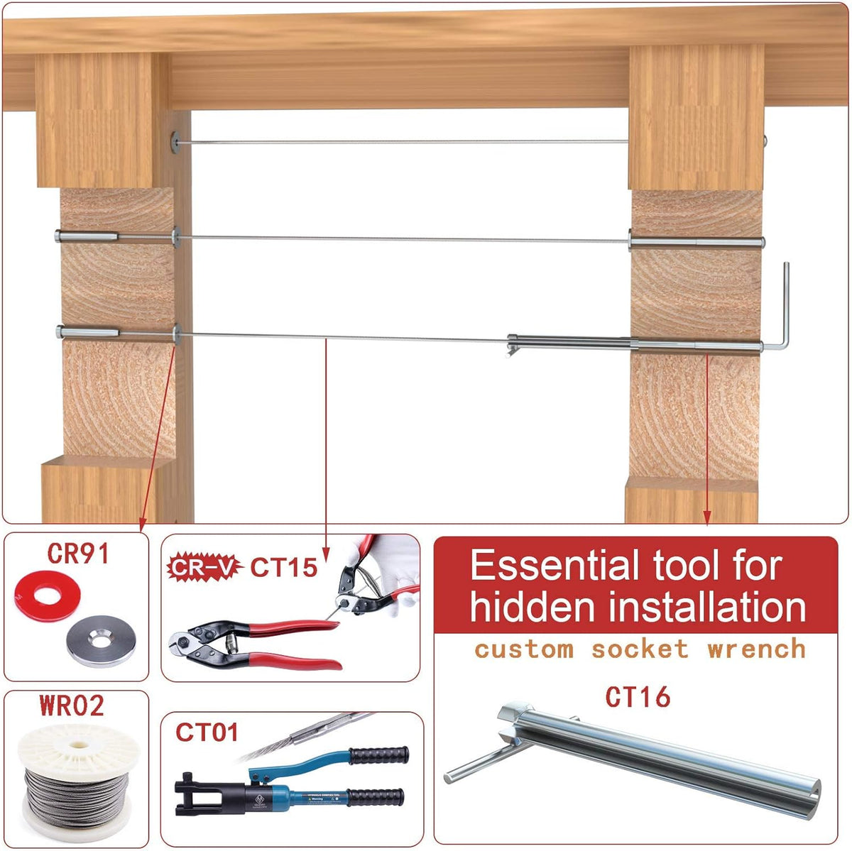 1/8 Cable Railing Kit Tensioner Fitting Swage Threaded Stud and Stemball Swage Combination Pack G3205