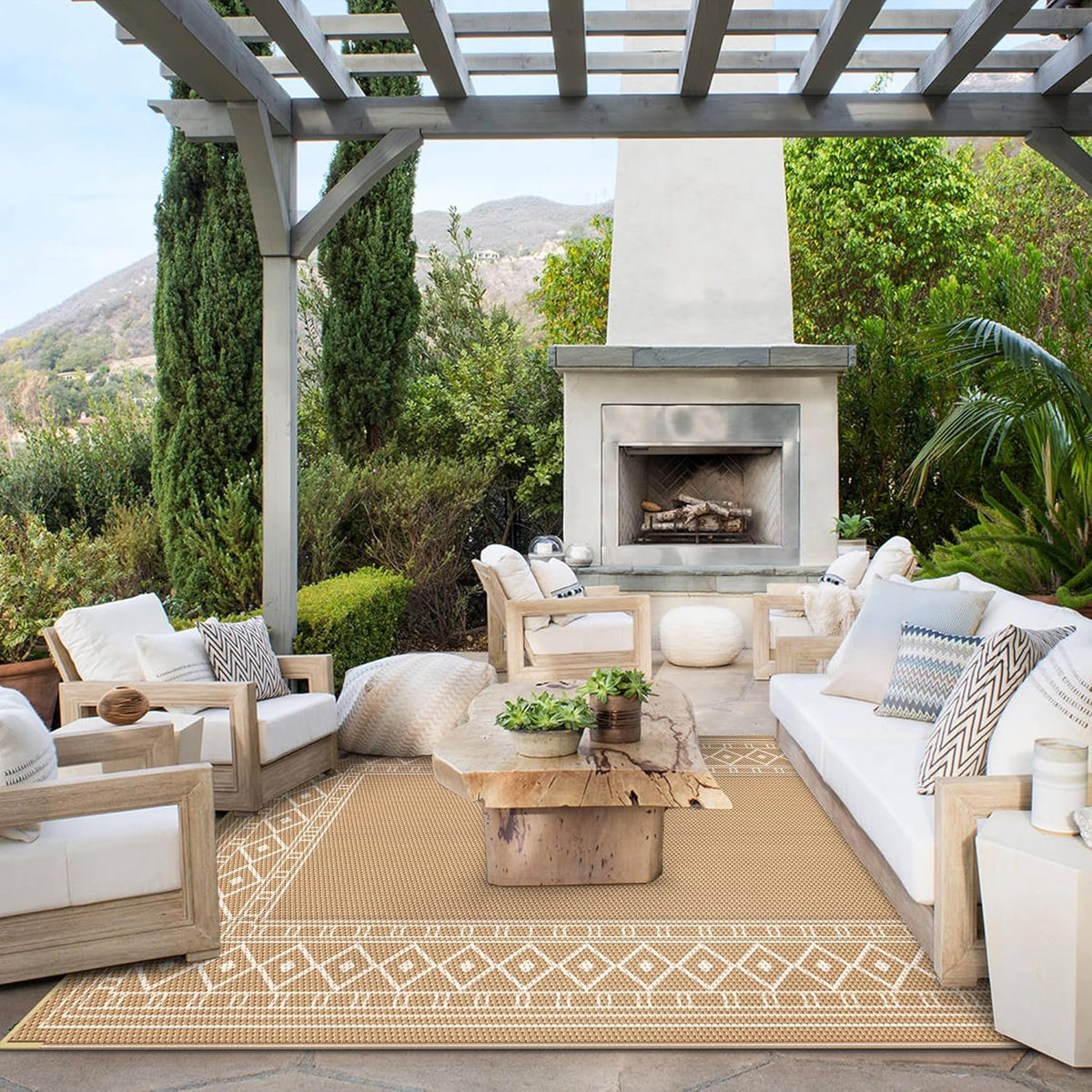 5' x 8' Waterproof Reversible Outdoor Plastic Straw Rug X75411