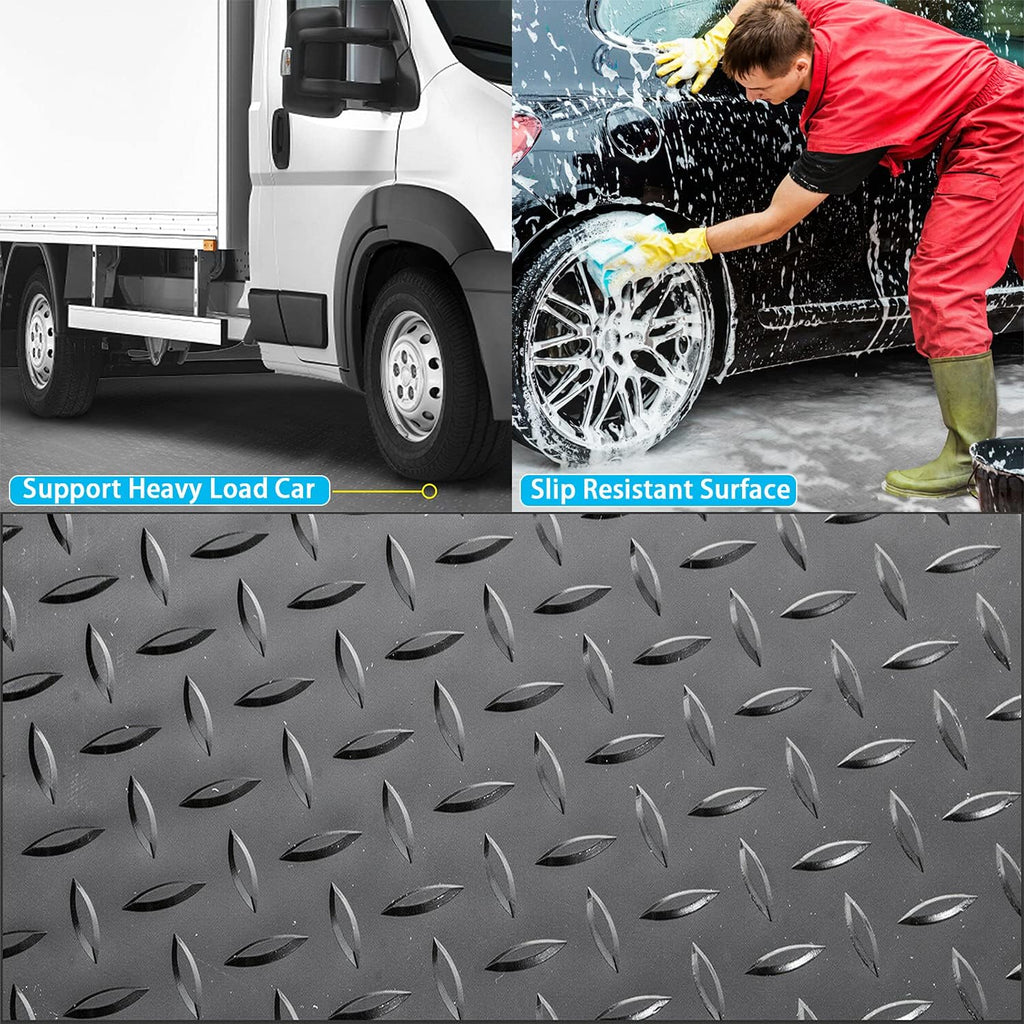 Black 5x10 Ft Diamond Plate Rubber Floor Mat O218801