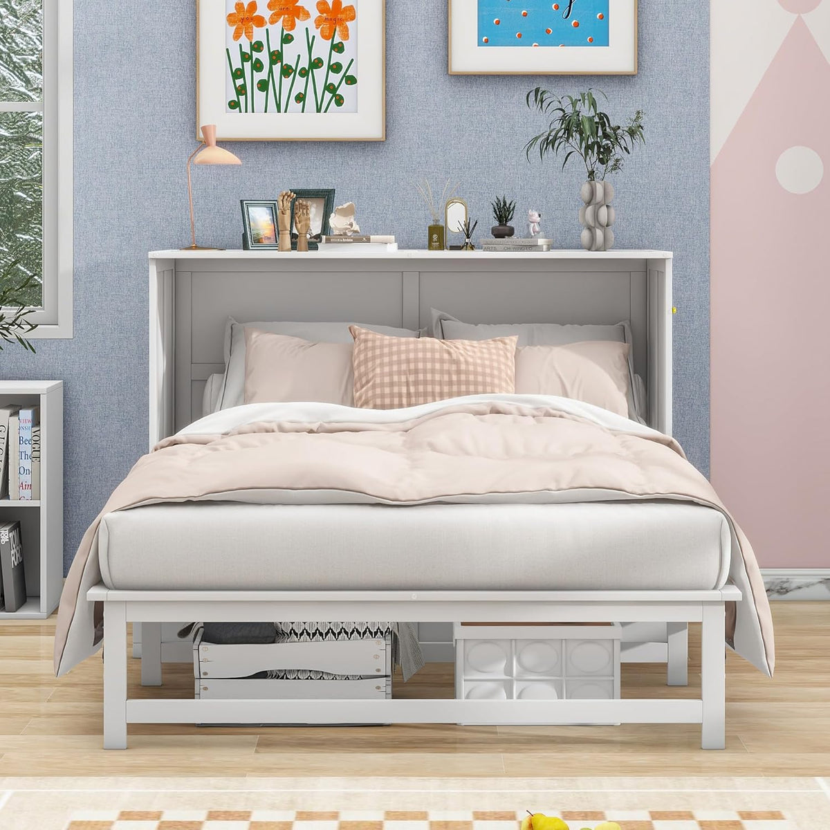 White Wood Queen Murphy Bed J980617
