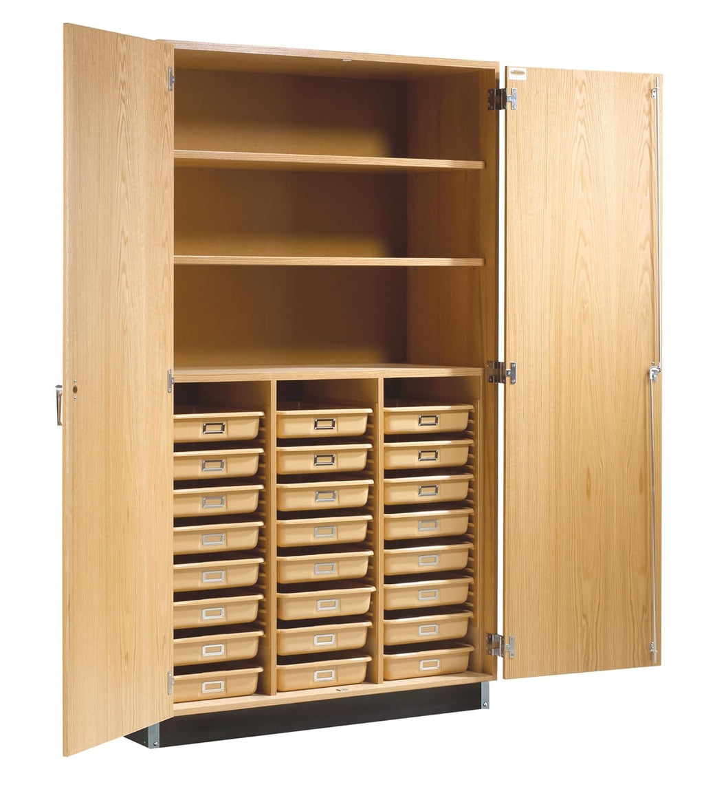 48" W x 22" D x 84" H 24 Trays Oak Storage Cabinet with Locking Double Doors B547202